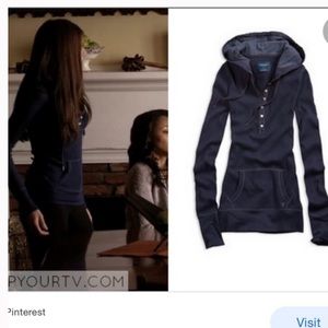 Sold American Eagle Henley sweatshirt Elena Gilbert navy blue screen accurate